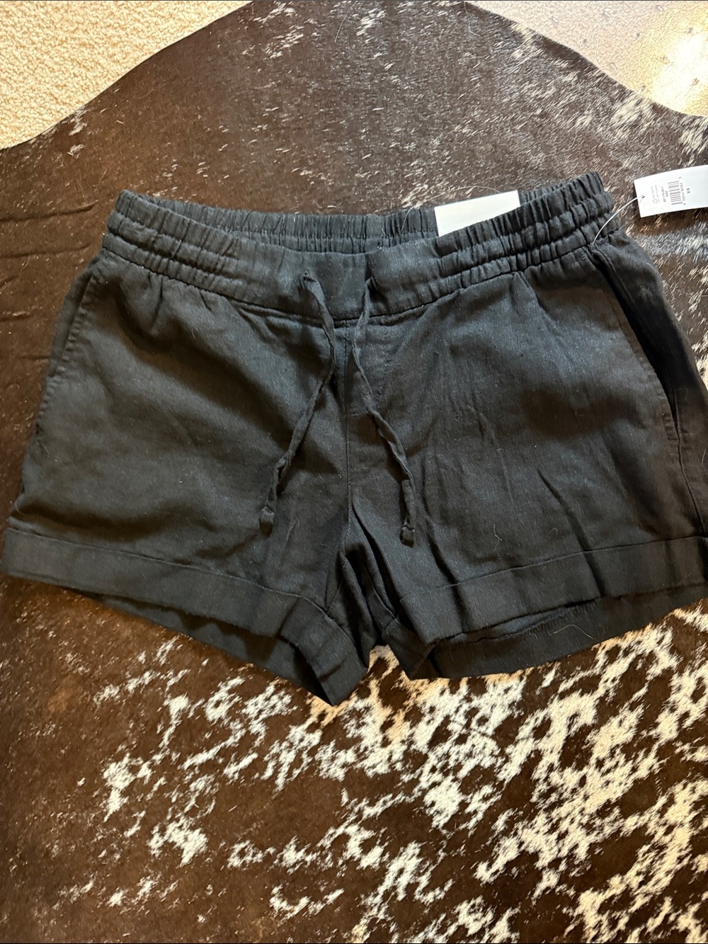 Old Navy Casual Drawstring Linen Blend Women's Shorts - Black XS